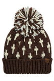 C.C Cross Pattern All Over Yarn Big Pom Beanie