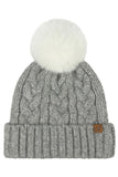C.C Women's Heather Cable with Satin Lining Pom Beanie
