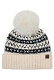 C.C Fair Isle with Solid Faux Fur Pom Beanie