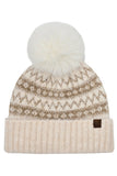 C.C Fair Isle with Solid Faux Fur Pom Beanie