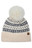 C.C Fair Isle with Solid Faux Fur Pom Beanie