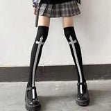 Gothic Crossbone Thigh-High Stockings - AfterAmour