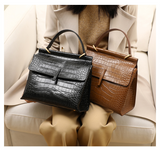 Genuine leather large capacity portable shoulder bag fashion crocodile  7387 tote crossbody