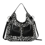Ladies leopard print large capacity tote bag, vintage hobo bag casual, shoulder bag with crossbody strap, bag shoulder bag women