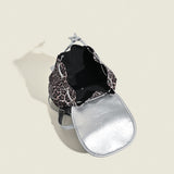 Retro contrasting leopard print backpack, women's autumn and winter design commuter versatile backpack