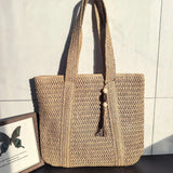 Elegant Straw Shoulder Bag – Women’s Premium Large Beach Tote, Commuter Woven Purse