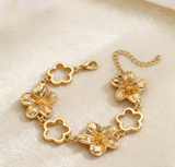 Elegant Hollow Flower Bracelet & Earrings Set