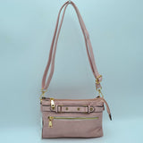 Multi-Zipper Crossbody Bag with Adjustable Strap and Gold Hardware