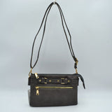 Multi-Zipper Crossbody Bag with Adjustable Strap and Gold Hardware