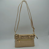 Multi-Zipper Crossbody Bag with Adjustable Strap and Gold Hardware