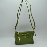 Multi-Zipper Crossbody Bag with Adjustable Strap and Gold Hardware