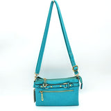 Multi-Zipper Crossbody Bag with Adjustable Strap and Gold Hardware