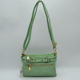 Multi-Zipper Crossbody Bag with Adjustable Strap and Gold Hardware