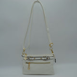 Multi-Zipper Crossbody Bag with Adjustable Strap and Gold Hardware