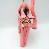 Buckle Accent Crossbody Bag with Front Zipper Pocket