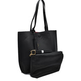 Reversible Faux Leather Tote Bag Vegan Tassel Handbag
