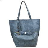 Reversible Faux Leather Tote Bag Vegan Tassel Handbag