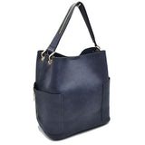 2-in-1 Chic Satchel Side Pocket Bucket Bag with Long Strap