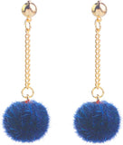 Faux Fur Pom Pom Tassel Drop Dangle Earrings Set