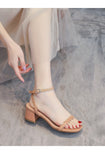 Women’s Ankle Strap Mid Stiletto Heel Sandal  Open-toed Fairy Style