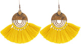 Faux Fur Pom Pom Tassel Drop Dangle Earrings Set