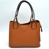 Textured Faux Leather Horseshoe Handle Women's Tote Bag