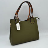 Textured Faux Leather Horseshoe Handle Women's Tote Bag