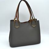 Textured Faux Leather Horseshoe Handle Women's Tote Bag