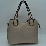 Textured Faux Leather Horseshoe Handle Women's Tote Bag