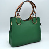 Textured Faux Leather Horseshoe Handle Women's Tote Bag