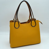Textured Faux Leather Horseshoe Handle Women's Tote Bag