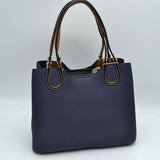 Textured Faux Leather Horseshoe Handle Women's Tote Bag