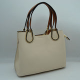 Textured Faux Leather Horseshoe Handle Women's Tote Bag