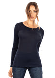 EGI Exclusive Collections Women's Modal Cashmere Blend Long Sleeves Scoop Neck Top. Proudly Made in Italy (5229)