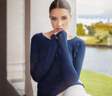 EGI Exclusive Collections Women's Modal Cashmere Blend Long Sleeves Scoop Neck Top. Proudly Made in Italy (5229)