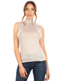 EGI Exclusive Collections Women's Modal Cashmere Blend Mock Neck Sleeveless Top. Proudly Made in Italy (5239)