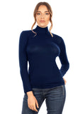 EGI Exclusive Collections Women's Modal Cashmere Blend Mock Neck Long Sleeves Top. Proudly Made in Italy (5249)