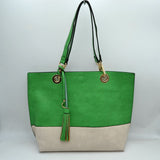 2 n1 Vegan Tote Handbag Pouch Faux Leather Tote Bag