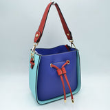 Color-Block Drawstring Bucket Bag with Multi-Strap Options