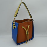 Color-Block Drawstring Bucket Bag with Multi-Strap Options