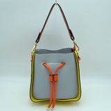 Color-Block Drawstring Bucket Bag with Multi-Strap Options