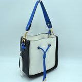 Color-Block Drawstring Bucket Bag with Multi-Strap Options