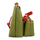 Pebbled Bucket Bag with Contrast Ring Accent and Top Handle