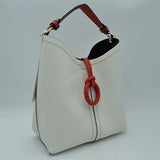 Pebbled Bucket Bag with Contrast Ring Accent and Top Handle