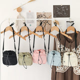 Versatile Drawstring Bucket Bag for Women - Casual Nylon Shopping Small Crossbody Mobile Phone Bag