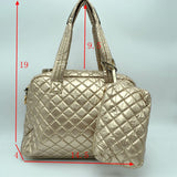 2-in-1 Large Quilted Tote Bag with Pouch