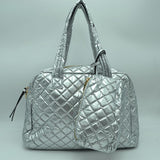 2-in-1 Large Quilted Tote Bag with Pouch