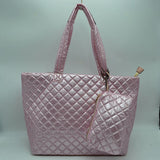 2-in-1 Large Quilted Zipper Tote with Pouch