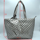 2-in-1 Large Quilted Zipper Tote with Pouch
