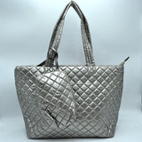2-in-1 Large Quilted Zipper Tote with Pouch